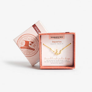 Zodiac Constellation Pendant (Aquarius) - Gold